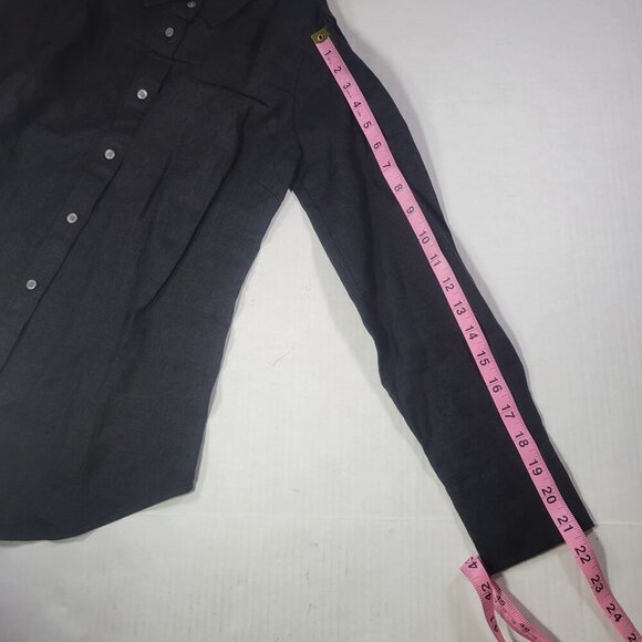 J.Crew Baird McNutt Petite Black Irish Linen Long-Sleeve Button-Down Shirt Sz S - Picture 6 of 8